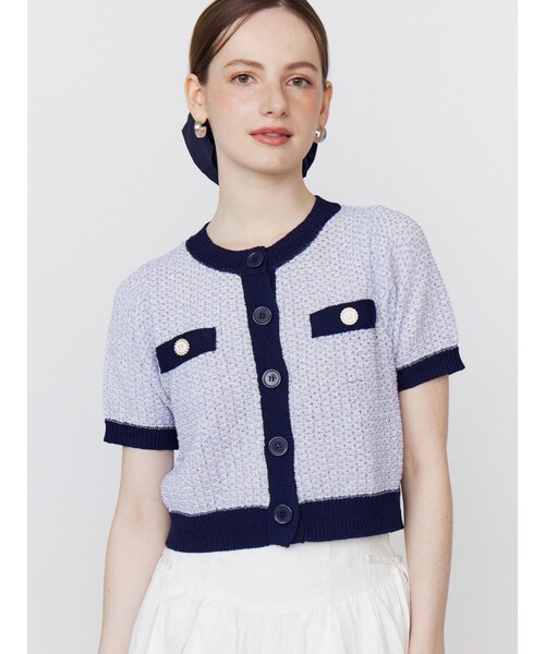 CALNAMUR（カルナムール）の「SUMMER TWEED KNIT CD/サマーツィードニットカーディガン（カーディガン/ボレロ・レディース・ブラック/レッド/ブルー・F）」の6枚目の写真