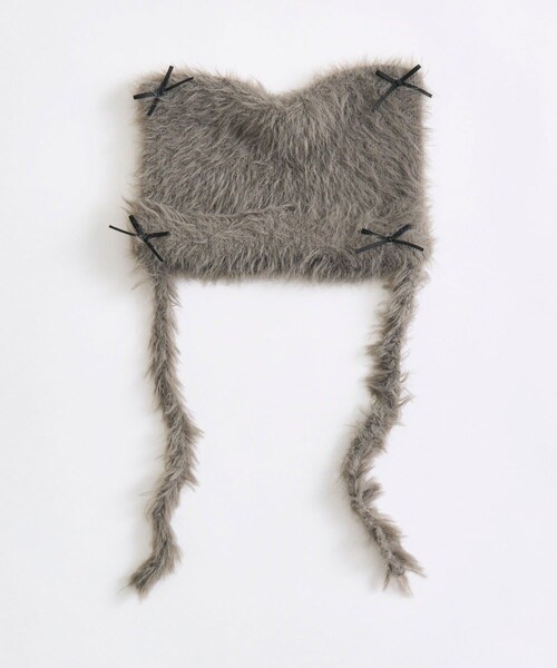 OLIVE des OLIVE（オリーブデオリーブ）の「ねこ耳シャギーニット帽（ニットキャップ/ビーニー・レディース・ピンク/グレー/アイボリー・FREE）」の3枚目の写真