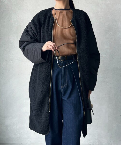 ボア×キルティングコート