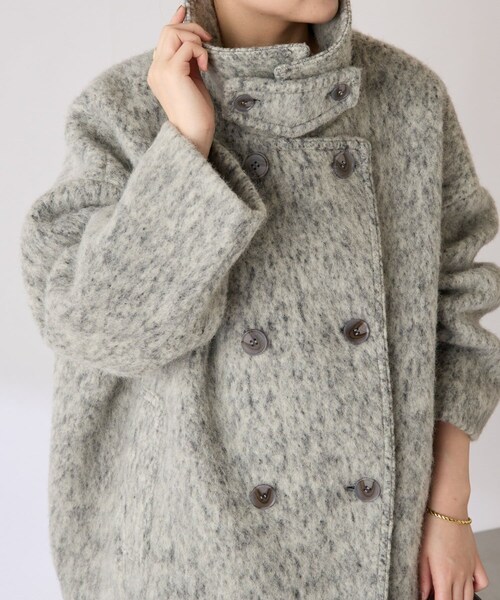 COLLAGE GALLARDAGALANTE（コラージュガリャルダガランテ）の「【受注会開催決定/リバイバルコート】シャギーコート（ステンカラーコート・レディース・ベージュ/ライトグレー/チャコールグレー・F）」の2枚目の写真