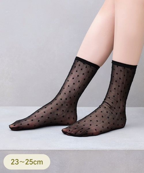 3coins(3coins)の「ドット柄シアーソックス(ソックス/靴下・レディース・ホワイト/その他/ブラック・FREE)」の2枚目の写真