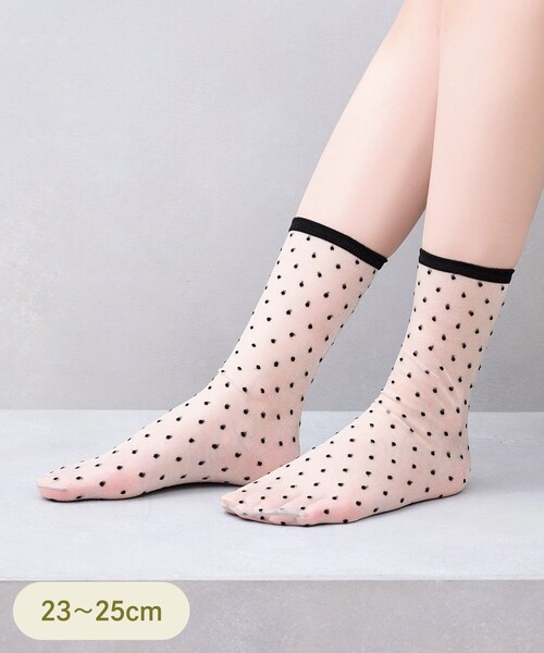 3coins(3coins)の「ドット柄シアーソックス(ソックス/靴下・レディース・ホワイト/その他/ブラック・FREE)」の3枚目の写真