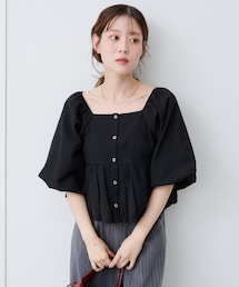 Kastane（カスタネ）の「【8.23(土)0:00発売/2WAY/4色展開/無地&チェック/WEB限定カラー】バルーン七分袖ブラウス（トップス・レディース）」
