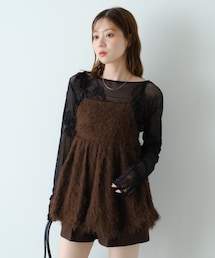 Kastane（カスタネ）の「【8.23(土)0:00発売】フラワーコード刺繍シアーTOPS（Tシャツ/カットソー）」