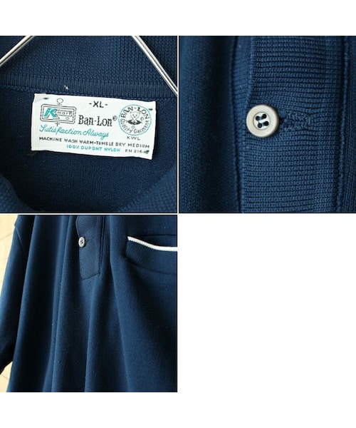 --（--）の「60s 70s USA Kmart Ban-Lon バンロン ポロシャツ メンズXL ネイビー ブルー 半袖 ナイロン アメリカ古着（ポロシャツ・レディース・ブルー・XL）」の2枚目の写真