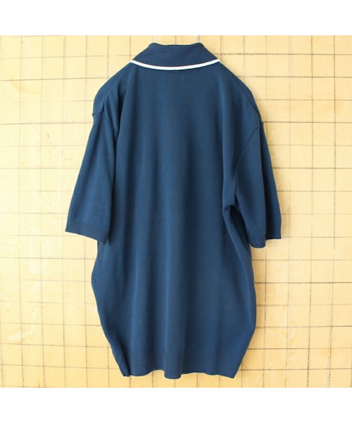 --（--）の「60s 70s USA Kmart Ban-Lon バンロン ポロシャツ メンズXL ネイビー ブルー 半袖 ナイロン アメリカ古着（ポロシャツ・レディース・ブルー・XL）」の3枚目の写真