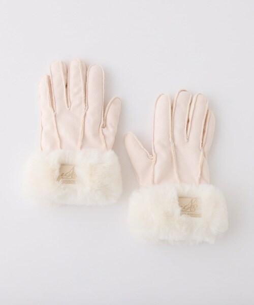 one after another NICE CLAUP（ワンアフターアナザーナイスクラップ）の「フェイクムートングローブ（手袋・レディース・サックスブルー/アイボリー/キャメル・FREE）」の2枚目の写真