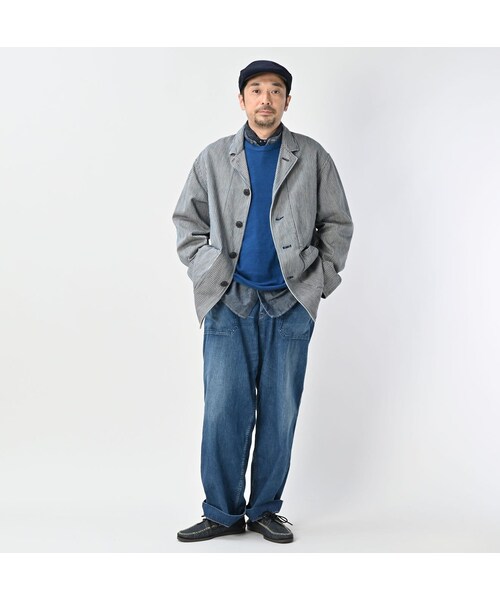 45R（フォーティファイブアール）の「藍職人 インドカディデニムのジャケット（ジャケット/アウター・メンズ・72-ヒッコリー/76-細ストライプ/78-藍・04-L/05-XL）」の5枚目の写真