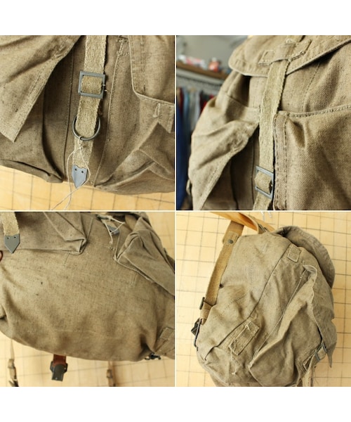 の「チェコ軍 M60 コットンリネン バックパック キャンバス レザー