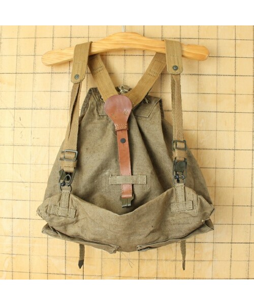 の「チェコ軍 M60 コットンリネン バックパック キャンバス レザー