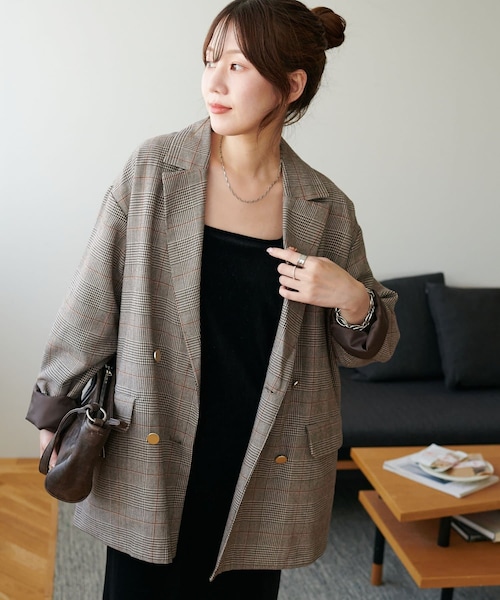 WEB限定】金ボタンチェックWテーラージャケット