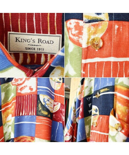 --(--)の「80s 90s EURO KING'S ROAD 総柄レーヨンシャツ メンズL 半袖 ヨーロッパ古着(シャツ/ブラウス・レディース・その他・L)」の2枚目の写真