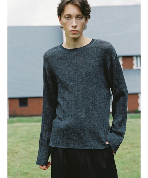 LIDNM（リドム）の「Alpaca Uneven Rib Knit（ニット/セーター・メンズ・グレー・S/M/L）」の2枚目の写真
