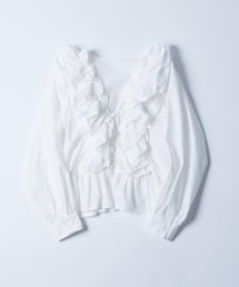 WHO'S WHO gallery（フーズフーギャラリー）の「【AW先行予約】フリルペプラムブラウスカーデ（トップス・レディース）」