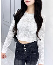 INGNI（イング）の「ムラ染めメタルロゴロングTシャツ（トップス）」