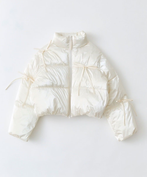 OLIVE des OLIVE（オリーブデオリーブ）の「リボンエコダウンブルゾン（ダウンジャケット/コート・レディース・サックスブルー/ピンク/オフホワイト/ブラック・FREE）」の2枚目の写真