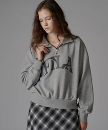 Lui's（ルイス）の「【FILA×Lui's】ハーフZIPロゴスウェット（Tシャツ/カットソー・レディース）」