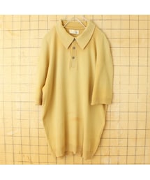 --（--）の「60s 70s USA KINGS POINT Ban-Lon バンロン ポロシャツ メンズL イエロー 半袖 ナイロン アメリカ古着（ポロシャツ）」