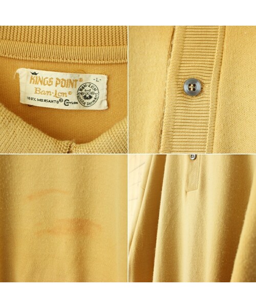 --（--）の「60s 70s USA KINGS POINT Ban-Lon バンロン ポロシャツ メンズL イエロー 半袖 ナイロン アメリカ古着（ポロシャツ・レディース・イエロー・L）」の2枚目の写真