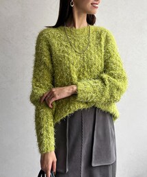 Chez toi（シェトワ）の「ラメフェザーモールネッププルオーバー（ニット/セーター・レディース）」