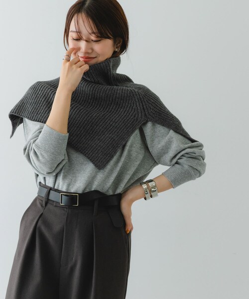 RODE SKO（ロデスコ）の「リブネックウォーマー（ネックウォーマー/スヌード・レディース・GRAY/BEIGE・one）」の5枚目の写真