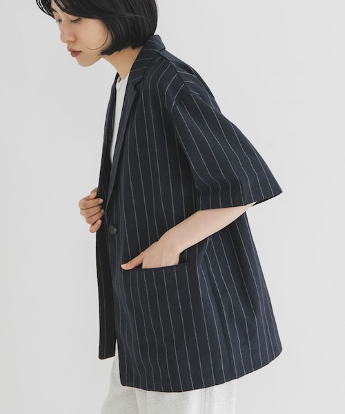 KBF（ケイビーエフ）の「BASICテーラードジャケット（テーラードジャケット・レディース・IVORY st/BLACK/NAVY st/BEIGE・One）」の4枚目の写真