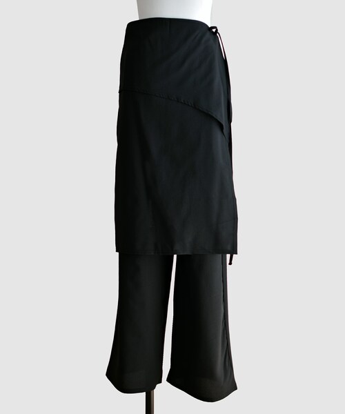 Marient（マリエント）の「カーブレイヤードラップPT（スラックス・レディース・グレー/ブラック・FREE）」の2枚目の写真