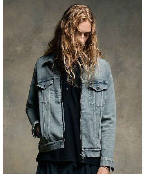 denim zip blouson
