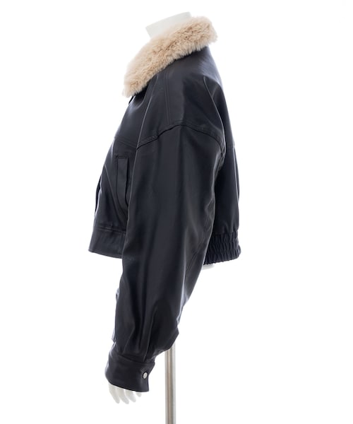 エムプルミエ クチュール グログランフリルデザインジップアップブルゾン