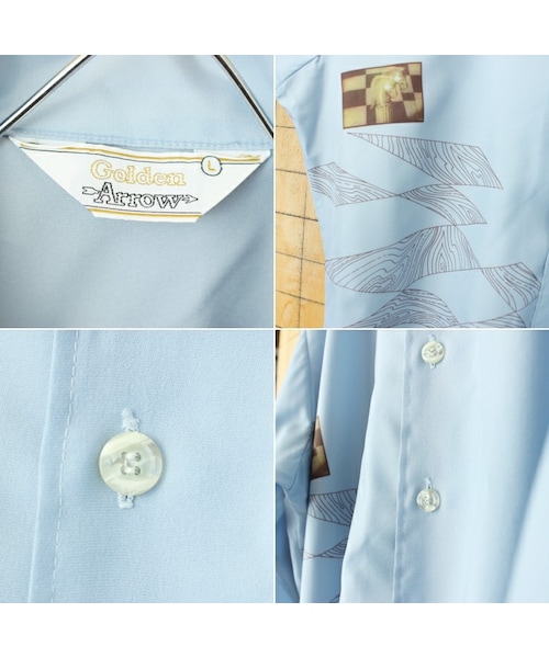 ARROW（アロー）の「70s 80s USA ARROW 長袖 ライトフランネル オープンカラーシャツ ライトブルー メンズL アメリカ古着（シャツ/ブラウス・レディース・ブルー・L）」の2枚目の写真