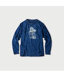 45R | ブル飛行士プリントの90845星長袖Tシャツ（再び・インディゴ加工）