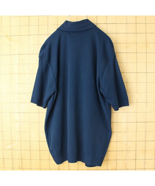 --(--)の「60s 70s USA Kmart Ban-Lon バンロン ポロシャツ メンズXL ネイビー ブルー 半袖 ナイロン アメリカ古着(ポロシャツ・レディース・ブルー・XL)」の3枚目の写真