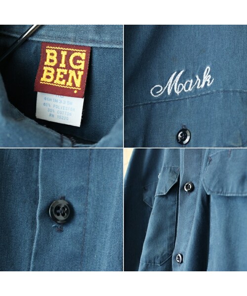 --(--)の「80s 90s USA BIG BEN 長袖 ワークシャツ ネイビー ブルー メンズM アメリカ古着(シャツ/ブラウス・レディース・ブルー・M)」の2枚目の写真