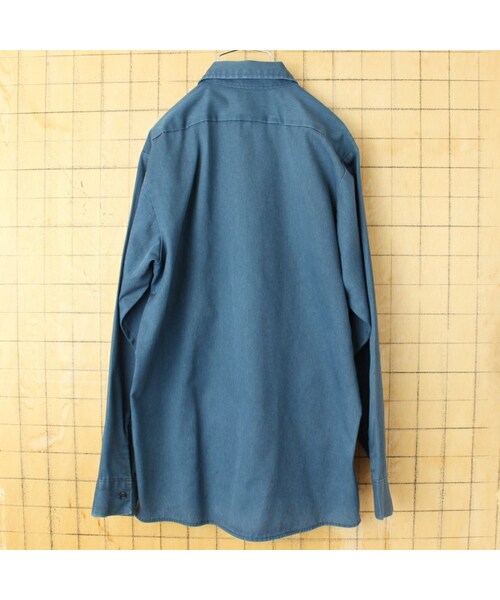 --(--)の「80s 90s USA BIG BEN 長袖 ワークシャツ ネイビー ブルー メンズM アメリカ古着(シャツ/ブラウス・レディース・ブルー・M)」の3枚目の写真