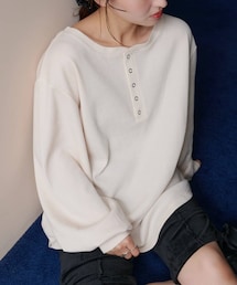 Kastane（カスタネ）の「【S.Mサイズ展開】ワッフルヘンリープルオーバー（Tシャツ/カットソー・レディース）」