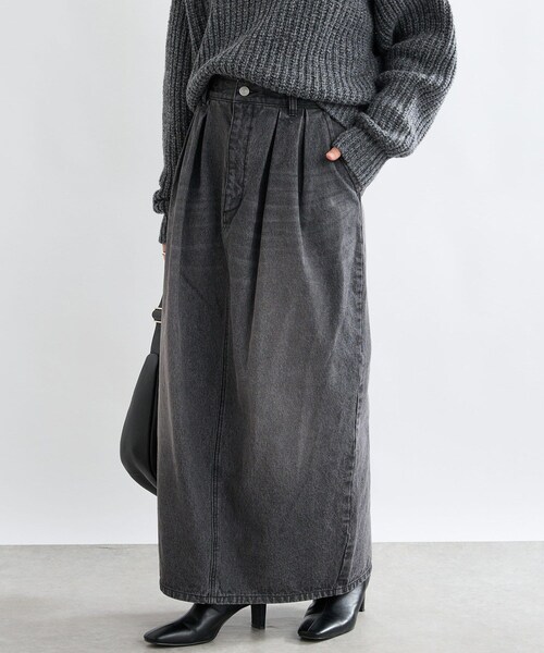 *新品*　リヴドロワ　【MONN.:.(モン)】ルーズデニムスカート MONN.:.(モン)】LOOSE DENIM SKIRT | RIVE DROITE(リヴドロワ