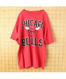 HANES（ヘインズ）の「90s USA Team Hanes CHICAGO BULLS プリント半袖Tシャツ レッド メンズML相当 シカゴブルズ アメリカ古着（Tシャツ/カットソー）」