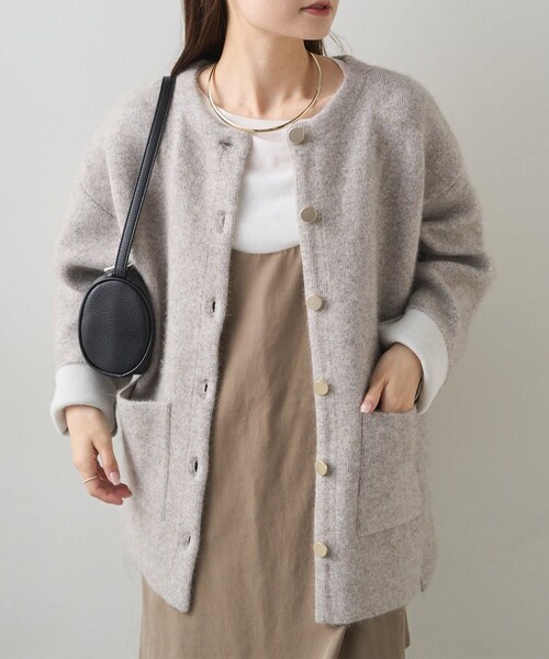 PUAL CE CIN（ピュアルセシン）の「Wフェイスニットノーカラー