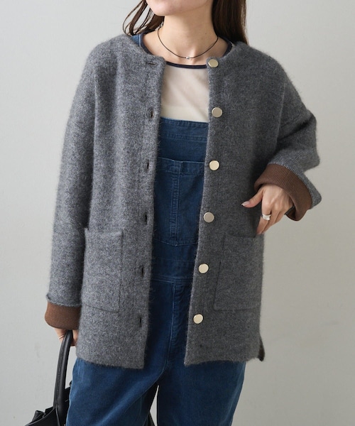 PUAL CE CIN（ピュアルセシン）の「Wフェイスニットノーカラー