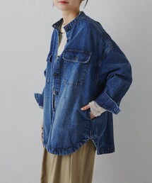 PUAL CE CIN（ピュアルセシン）の「コーンデニムバンドカラーデニムジャケット（ジャケット/アウター・レディース）」