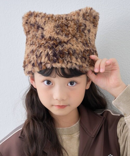 CIAOPANIC TYPY（チャオパニックティピー）の「【KIDS】ねこ耳ファー帽子（ニットキャップ/ビーニー・キッズ・ブラック/グレー/ブラウン/オフホワイト・ONE）」の4枚目の写真