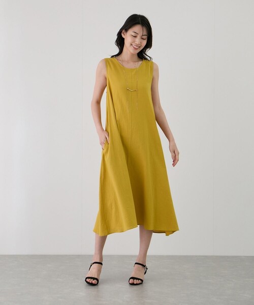 Jayro（ジャイロ）の「Aラインノースリーブワンピース（ワンピース・レディース・ブラック/ベージュ/グリーン/ターコイズ/レッド/カラシ系・F）」の10枚目の写真