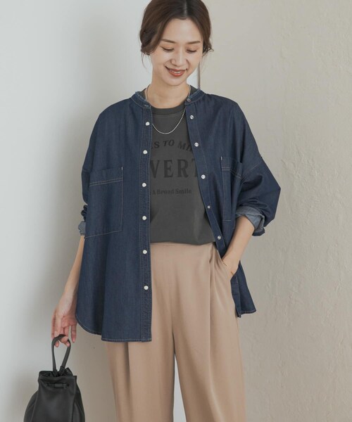 URBAN RESEARCH DOORS（アーバンリサーチドアーズ）の「デニムバンドカラーシャツ（シャツ/ブラウス・レディース・INDIGO/ONE WASH・M）」の18枚目の写真