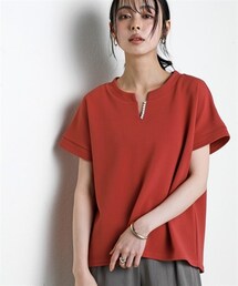 nissen | ふくれジャガードヘンリーネックトップス（イージーケア・接触冷感・ＵＶカット）＜大きいサイズ有＞(Tシャツ/カットソー)