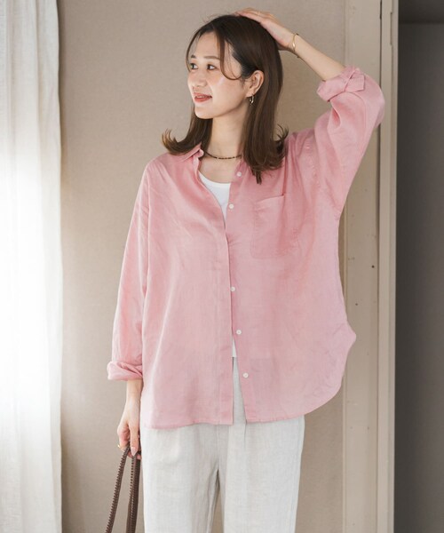 URBAN RESEARCH DOORS(アーバンリサーチドアーズ)の「リネンオーバーシャツ(シャツ/ブラウス・レディース・STRIPE/PINK/L.GRAY・Free)」の19枚目の写真