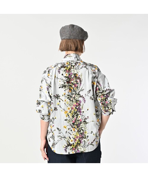 45R（フォーティファイブアール）の「インドカディブーケストライププリントのリボンブラウス（その他・レディース・71-サックス/83-茶・02-M/03-L）」の7枚目の写真