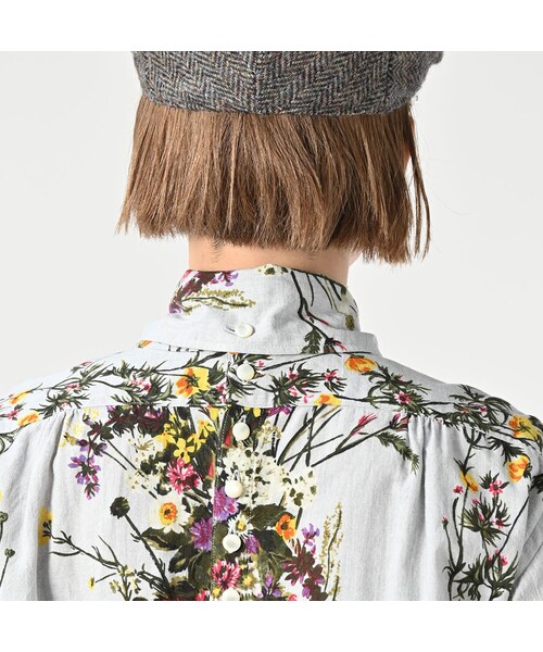 45R（フォーティファイブアール）の「インドカディブーケストライププリントのリボンブラウス（その他・レディース・71-サックス/83-茶・02-M/03-L）」の10枚目の写真