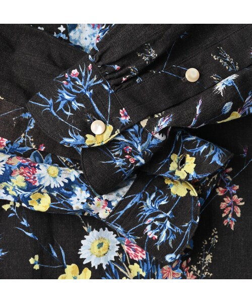 45R（フォーティファイブアール）の「インドカディブーケストライププリントのリボンブラウス（その他・レディース・71-サックス/83-茶・02-M/03-L）」の13枚目の写真