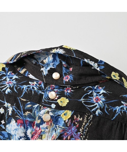 45R（フォーティファイブアール）の「インドカディブーケストライププリントのリボンブラウス（その他・レディース・71-サックス/83-茶・02-M/03-L）」の14枚目の写真