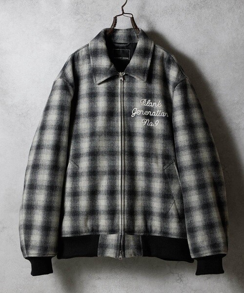 MINI OMBRE PRAID INSIDE QUILTING RIB JACKET / ミニ オンブレー チェック キルティング裏地 リブ ジャケット
